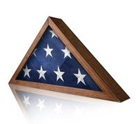 Caso di bandiera per bandiera di sepoltura, cassetta della bandiera triangolare 17.3x3.4x9 '' Case di bandiera in legno con custodie per bandiera coperta di vetro per veterani dell'esercito, scatola