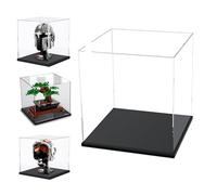 Caso di Esposizione Acrilico Trasparente Spesso 3MM, Base Spessa, Dustproof, per Oggetti da Collezione, Lego10281 43249 75403 75381 (nero, 25x25x25cm/10x10x10in)