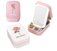Caso di trucco di viaggio di nome personalizzato con specchio led casi di trucco da viaggio personalizzati fiore di nascita con specchio luminoso Scatola di trucco portatile a 3 colori con specchio e
