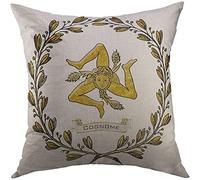 Caso Federa Sicilia Trinacria Siciliana Olive Ghirlanda Sicilia Copri Cuscini Esterno Cuscino Copricuscini 45X45Cm per Divano, Auto, Ufficio