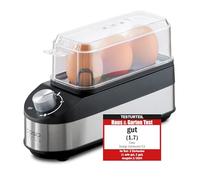 CASO Fornello per uova, regolatore continuo per la durezza desiderata da morbido a duro, risparmio di tempo, energia e acqua rispetto alle uova della pentola, rivestimento in acciaio inox di alta