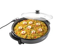 CASO Padella professionale - Multipadella elettrica per pizza, hamburger, verdure, ecc., fino a circa 240°C, funzione di mantenimento in caldo, colore: nero