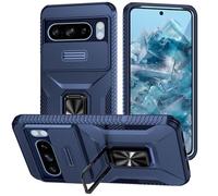 Caso per Google Pixel 9 Pro/9 Pro XL/9, con obiettivo scorrevole, copertura protettiva, militare, supporto magnetico a prova di shock, custodia per cellulare non slip, blu, 9 Pro 6,3 pollici