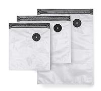 CASO Vacu ZIP Bags Set - 20 sacchetti di pellicola in 3 misure, resistenti e antistrappo (150 μm), riutilizzabili, SousVide, 2 tappi con zip e 4 adesivi Food