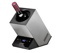 CASO WineCase One Inox - Raffreddatore di vino dal design per una bottiglia, temperatura regolabile da 5 a 18 °C, adatto a bottiglie fino a 9 cm di diametro, con controllo touch, acciaio inox