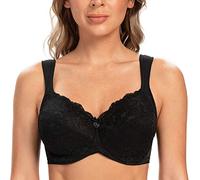 CASOLACE Donne Busto Completo Reggiseno Minimizer Sfoderato con Ferretto in Pizzo Sexy Schwarz-Pizzo 8F
