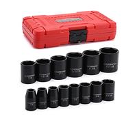 Casomamm, set di 14 bussole a impatto profondo da 1/2", 6 punti, SAE, 3/8" a 1-1/4"