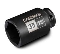 CASOMAN 1/2" Drive x 35 mm Deep 6 PT Impact Socket, CR-MO, 1/2-inch Drive 6 Point Axle Nut Socket for Easy Removal of Axle Shaft Nuts (35MM)