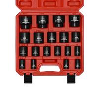 CASOMAN 19 pezzi 1/2" Drive Standard Impact Socket Set, SAE, poco profondo, 3/8" a 1-1/2", Cr-Mo lega di acciaio, Raggio angolo design, grado di impatto
