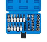 CASOMAN 34 pezzi Torx Bit Socket e E-Torx (Star) Socket Set Cr-V E Socket Set E4-20, S2 Torx Bit Socket Set T10-60, Tamper Proof Torx Bit Set TT10-TT55, 5/16 "F a 3/8" M adattatore