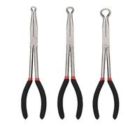 CASOMAN 3Pcs 11" Hose Gripper Plier Set, Black & Red, 5/16-Inch, 1/2-Inch, 3/4-Inch Dia, Offset Spark Plug Boot Removal Pliers Serrated Jaws for Hard to Reach Narrow Spaces