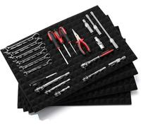 CASOMAN 4 fodere professionali per cassetta degli attrezzi, tappetino universale per cassetti, inserti in schiuma antiscivolo, facile da tagliare, nero, 60 x 40 cm