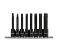 CASOMAN 8 pezzi 3/8" Drive extra lungo Torx Star Bit Set T30-T70, acciaio S2, punta Torx da 3,5" in 3/8" Dr.