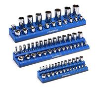 CASOMAN Organizzatore magnetico per bussola, kit di supporto per presa da 3 pezzi, 1/2", 3/8", unità da 1/4", organizer per strumenti di qualità professionale, presa non inclusa