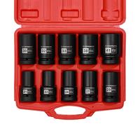 CASOMAN Set di 10 prese a impatto profondo da 1 pollice, metriche, CR-MO, 21,22,24,27,29,30,32,33,38,41 mm, set di prese a impatto con dado per asse mandrino profondo