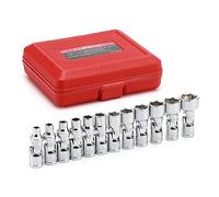 CASOMAN Set di 12 bussole flessibili universali da 1/4", metriche, da 5 mm a 15 mm, 6 punte, CR-V, testa girevole, accesso a 360 gradi