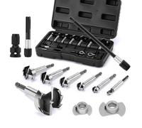 CASOMAN Set di 12 punte Forstner (diametro: 10, 15, 20, 25, 30, 35, 40 mm), set di punte per trapano in legno con adattatore, barra di estensione e scatola di stoccaggio