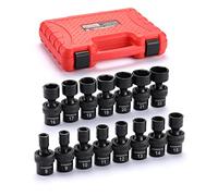CASOMAN Set di 15 chiavi a bussola universali standard da 3/8", 6 punti, metriche, 8-22 mm
