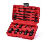 CASOMAN Set di 20 adattatori per bussole a percussione da 1/4", 3/8", 1/2", include adattatori e riduttori a gambo esagonale, presa girevole universale CR-MO, Metic