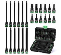 CASOMAN Set di 24 chiavi a bussola Torx extra lunghe e standard, T10-T60, lunghezza: 5,1 cm e 15,2 cm, CR-V e S2