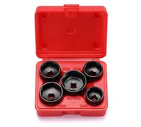 CASOMAN Set di 5 prese per filtro olio a basso profilo da 3/8", set di strumenti di rimozione e installazione, 6 punti, 24 mm, 27 mm, 29 mm, 32 mm, 36 mm, CR-V