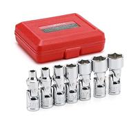 CASOMAN Set di 7 bussole flessibili universali da 1/4", SAE, da 3/16" a 9/16", 6 punte, CR-V, testa girevole, accesso a 360 gradi
