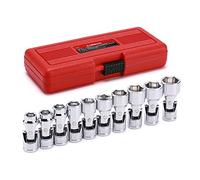 CASOMAN Set di bussole universali da 3/8", 10 pezzi, 6 punti, Cr-V, metrica, 10-19 mm