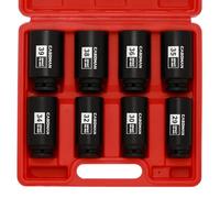 CASOMAN Set di chiavi a bussola a percussione con dado per asse da 1/2", metriche, CR-MO, 29, 30, 32, 34, 35, 36, 38, 39 mm, 8 pezzi da 1/2"