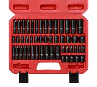 CASOMAN Set di chiavi a bussola da 1/4", 50 pezzi, 6 punte, SAE/metriche, 5/32" - 9/16", 4-15 mm, standard/profondo, CR-V