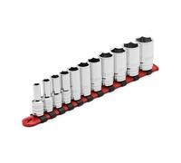 CASOMAN Set di chiavi a bussola di media lunghezza da 3/8", SAE, finitura cromata a specchio, 1/4", 5/16", 3/8", 7/16", 1/2", 9/16", 5/8", 11/16", 3/10", 11/16", 3/10" 0,2 cm, 1,53/16", 7/8"