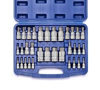 CASOMAN Set di chiavi a bussola esagonali, 32 pezzi, in acciaio S2, SAE e metrica, set di punte a brugola da 5/64" a 3/4", 2 mm a 19 mm