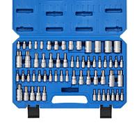 CASOMAN - Set di chiavi a bussola Torx e bussole Torx esterne, 60 pezzi, in acciaio S2 e Cr-V, E4-E24, T6-T70, TT6-TT70, TP8-TP60