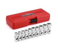 CASOMAN Set di chiavi a bussola universali da 3/8", 10 pezzi, 12 punti, Cr-V, metriche, 10-19 mm, finitura cromata a specchio