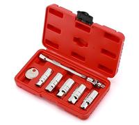 CASOMAN Set di chiavi per candele da 3/8 pollici, a 6 punti, include barra di estensione, giunto universale e distanziatore per candele, set da 8 pezzi, in acciaio CR-V
