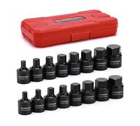 CASOMAN Set di driver esagonali a impatto basso profilo da 3/8 pollici, Cr-Mo, 1/4 "-3/4", 6mm-19mm, Impact SAE e Metric Hex Bit Set