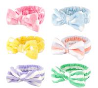 Casoty 6 Pcs Spa Headband, Bow Hair Band, Soft Coral Fleece Makeup Headband, Hair Band for Washing Face, Spa Headbands for Women, Skincare Headbands for Face Washing Shower Skin Care Yoga