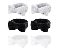 Casoty 6 Pcs Spa Headband, Hair Band for Washing Face, Bow Hair Band, Makeup Headband, Skincare Headbands, Soft Coral Fleece Makeup Headband for Face Washing Yoga
