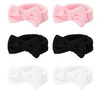 Casoty 6 Pcs Spa Headbands, Sleepover Party Favors, Soft Coral Fleece Bow Hair Band, Make up Headbands for Women Girls, Skincare Headbands for Face Washing Yoga Slumber Party