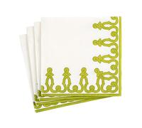 Caspari Dessin Passementerie, tovaglioli di carta e lino, colore verde muschio, 15 per confezione