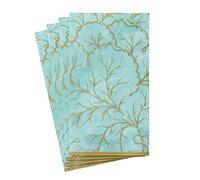 Caspari Tovaglioli di carta maiolica dorata per ospiti, colore acqua, 15 per confezione