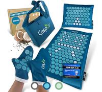 Caspor® Set di tappetini per agopressione con cuscino (originale), borsa, guanti da massaggio - agopuntura opaco in lino con fibre di cocco, tappetino per la batteria, aiuto per tensioni, mal di