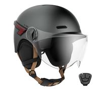 CASR Glow - Casco LED per bici e monopattino - Visiera XL e copriorecchie rimovibili, frecce posteriori e telecomando - Design urbano elegante per uomo e donna - Antracite Opaco - Taglia L