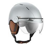 CASR Style - Casco stile urbano per bici e monopattino elettrico - Visiera trasparente e copriorecchie rimovibili - Comfort ottimale per uomo e donna - Grigio Bluastro - Taglia L