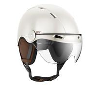 CASR Style - Casco stile urbano per bici e monopattino elettrico - Visiera trasparente e copriorecchie rimovibili - Comfort ottimale per uomo e donna - Avorio - Taglia M