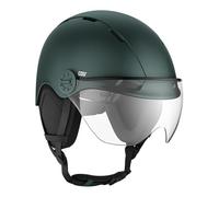 CASR Style - Casco stile urbano per bici e monopattino elettrico - Visiera trasparente e copriorecchie rimovibili - Comfort ottimale per uomo e donna - Kaki - Taglia L