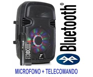 CASSA ACUSTICA AMPLIFICATA ATTIVA 300W 8" BATTERIE BLUETOOTH MICROFONO USB/SD