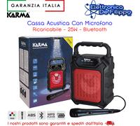 Cassa Acustica Con Microfono Ricaricabile - 25W - Bluetooth Nera e Rossa