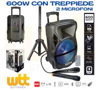 KARMA CASSA AUDIO AMPLIFICATO LX 12 600 WATT CON RADIOMICROFONO**PUOI PAGARE ANCHE ALLA CONSEGNA!!!**