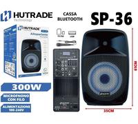 Cassa Amplificata Sp-36 300W Karaoke Bluetooth Microfono Wireless Trolley