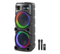 CASSA AUDIO AMPLIFICATA 1200 WATT DOPPIO MICROFONO DOPPIO WOOFER 12" KARAOKE LED